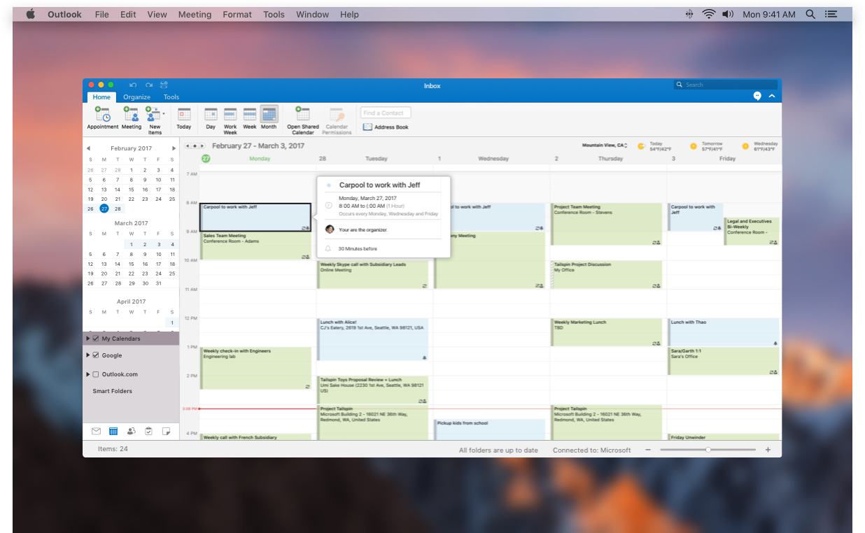 outlook for mac calendar